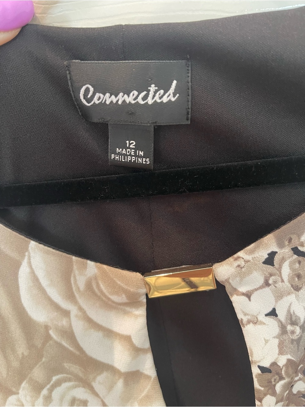 connected apparel Black and Cream Floral Midi Dress with Keyhole - Picture 2 of 16